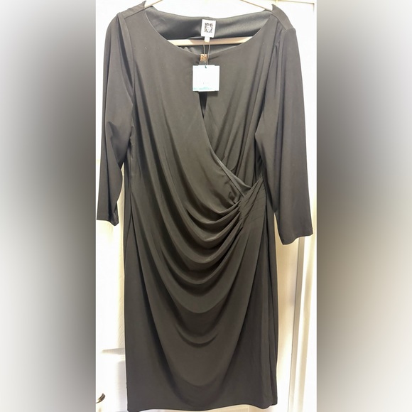 Anne Klein Dresses & Skirts - Anne Klein Black Draped Long Sleeve Dress